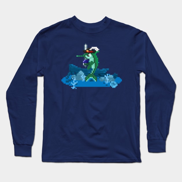 Pixel Art SwordFish Long Sleeve T-Shirt by PixelCarvel